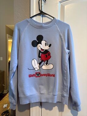 Disney Light Blue Mickey Mouse Walt Disney World Pullover Sweatshirt